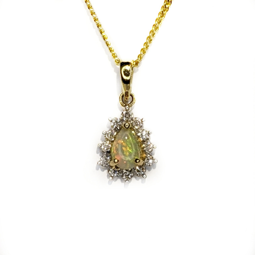 14ct Gold Solid Crystal Opal Pendant 