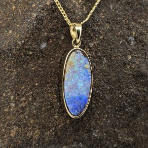 Solid Boulder Opal 9K Yellow Gold Pendant