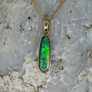 Solid Boulder Opal 9K Yellow Gold Pendant