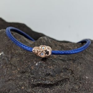 Solid White Opal Rose Gold-Plated Sterling Silver Skull Bracelet