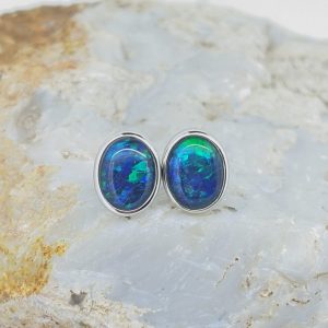Triplet Opal Sterling Silver Stud Earrings