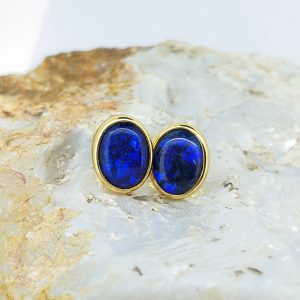 Triplet Opal Gold-Plated Sterling Silver Stud Earrings