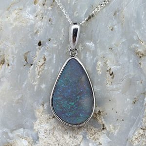 Solid Black Opal Sterling Silver Pendant