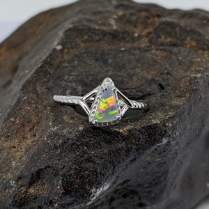 Solid Black Opal Sterling Silver Ring