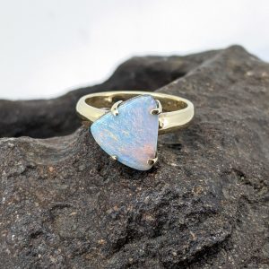 Solid Boulder Opal 9K Yellow Gold Ring