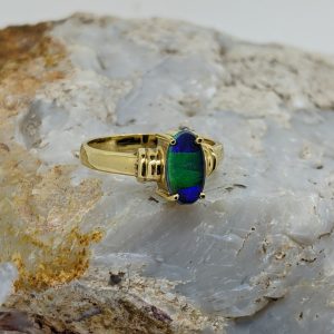 Solid Black Opal 18K Yellow Gold Ring