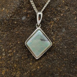 Solid White Opal Sterling Silver Pendant