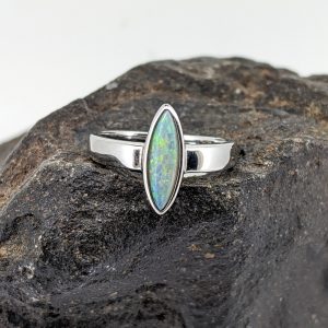 Solid White Opal Sterling Silver Ring