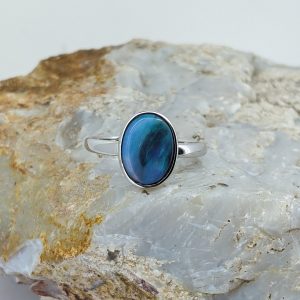 Solid Black Opal Sterling Silver Ring