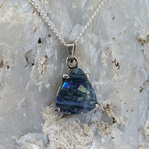 Solid Boulder Opal Sterling Silver Pendant