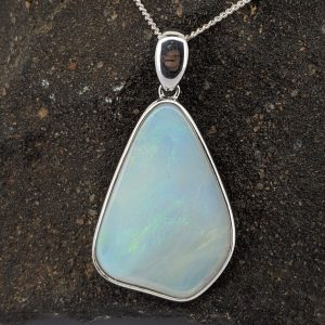 Solid White Opal Sterling Silver Pendant
