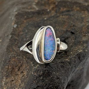 Boulder Opal Sterling Silver Ring