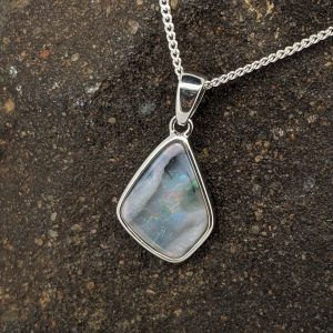 Solid Black Opal Sterling Silver Pendant