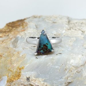 Solid Boulder Opal Sterling Silver Ring
