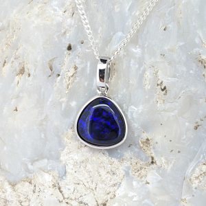 Solid Black Opal 9K White Gold Pendant