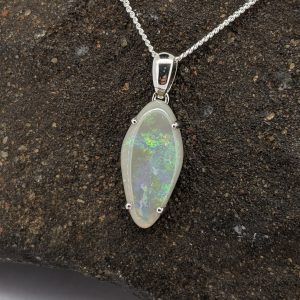 Solid White Opal Sterling Silver Pendant
