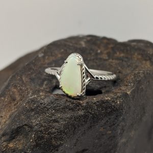 Solid White Opal Sterling Silver Ring