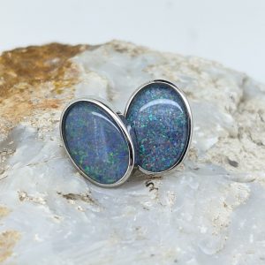 Sterling Silver Triplet Opal Stud Earrings