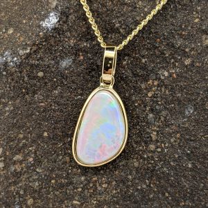 Solid White 9K Yellow Gold Pendant
