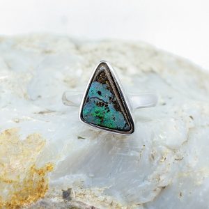 Solid Boulder Opal Sterling Silver Ring