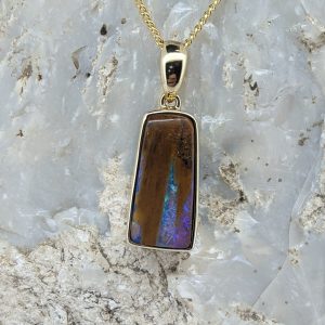 Solid Boulder Opal 9K Yellow Gold