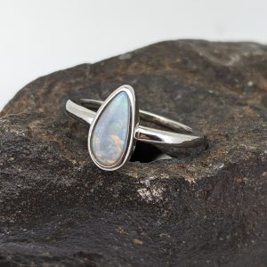 Solid White Opal Sterling Silver Ring