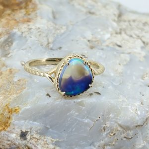 Solid Black Opal 9K Yellow Gold Ring