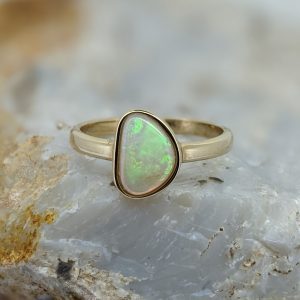 Solid White Opal 9K Yellow Gold Ring