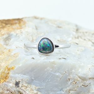 Solid Black Opal Sterling Silver Ring