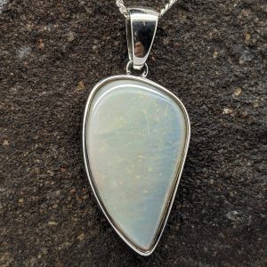 Solid White Opal Sterling Silver Pendant