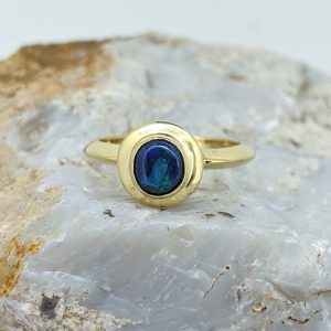 Solid Black Opal 18K Yellow Gold Ring