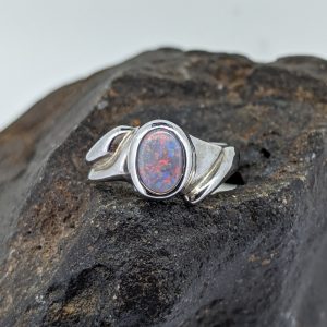 Solid Black Opal Sterling Silver Ring