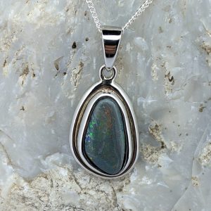 Solid Black Opal Sterling Silver Pendant