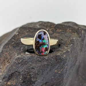 Solid Boulder Opal 9K Yellow Gold Ring
