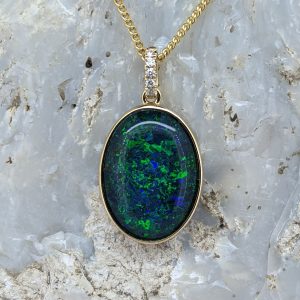 Triplet Opal 9K Yellow Gold Pendant With Diamonds